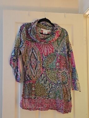 Gretchen Scott Designs Multicolor Paisley Cowl Neck Top - Pink, Green, Blue